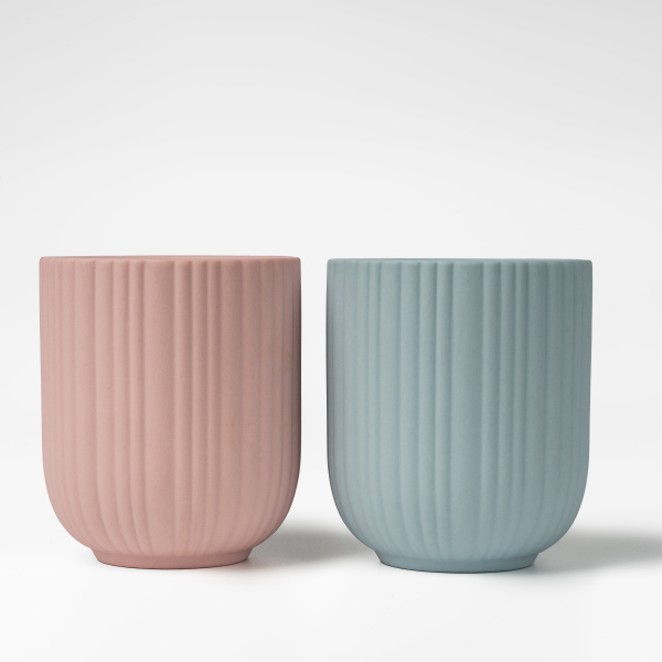 Striped Matte Ceramic Candle Holders ：Nordic simple aesthetic light container