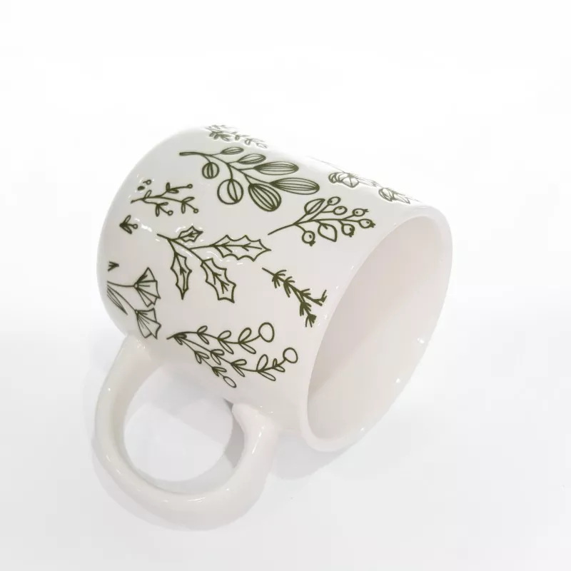 Botanical Print White Stoneware Mug