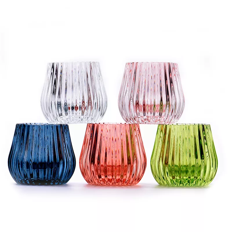 Makukulay na Striped Glass Candle Holder Makukulay na Striped Glass Candle Holder