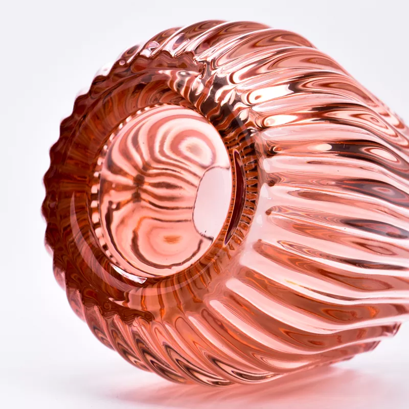 Makukulay na Striped Glass Candle Holder