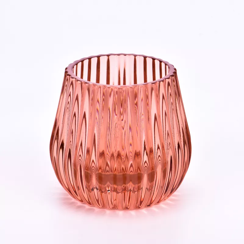 Makukulay na Striped Glass Candle Holder