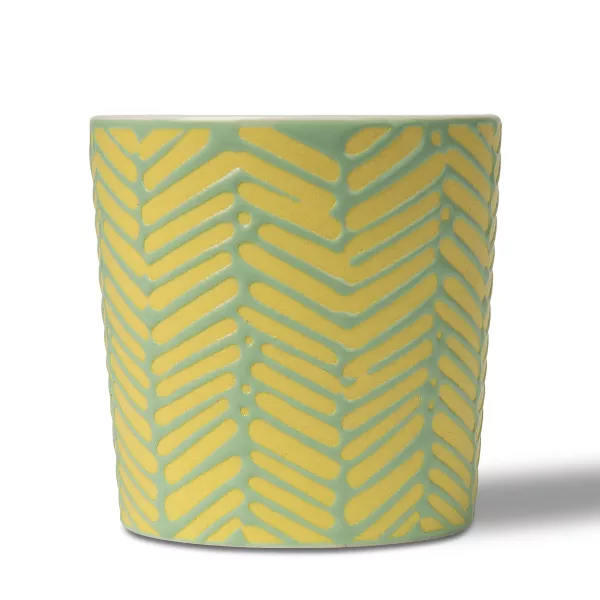 Geometric Relief Ceramic Candle Holder
