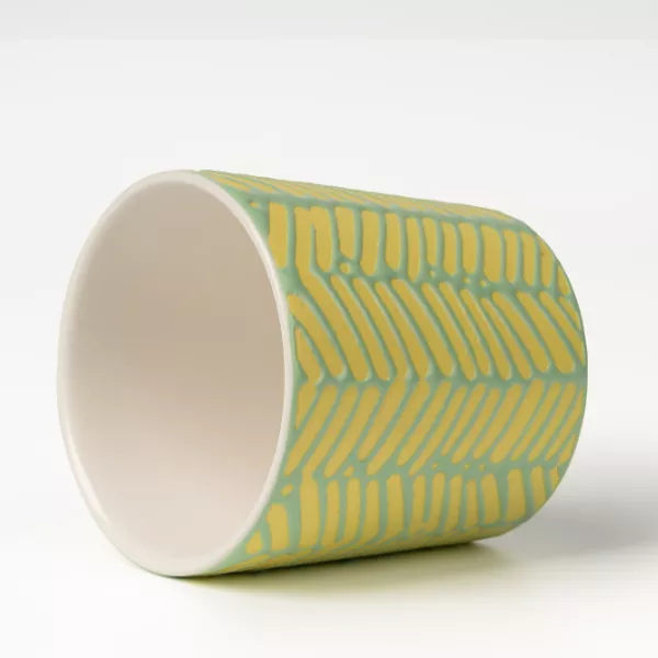 Geometric Relief Ceramic Candle Holder