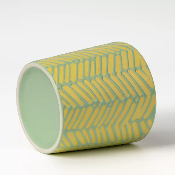 Geometric Relief Ceramic Candle Holder