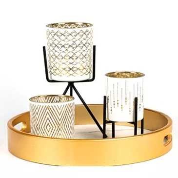 Luxury pattern glass candle holder