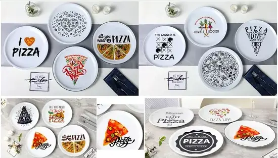 Ang pizza na may temang ceramic plate set
